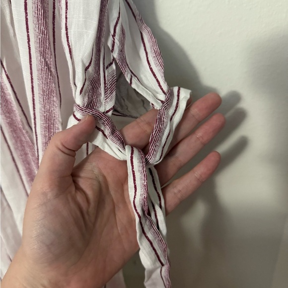 She + Sky Burgundy and White Striped Blouse - Picture 2 of 7